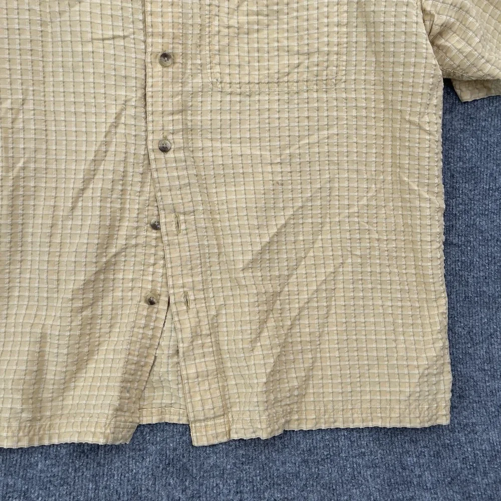 The North Face Shirt Men's Sz XL Yellow Plaid Short Sleeve Hiking Button Top